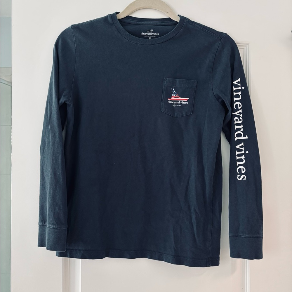 Vineyard Vines Boys Dark Blue Long Sleeve Tee Size M 12/14